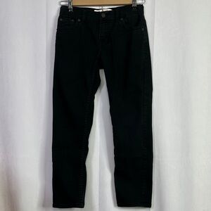 Levi 502 Black Taper Ankle Denim Dark Wash Adjustable Waist 10 Regular Jeans